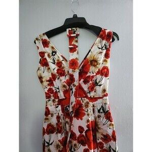 Samantha Sung Midi Dress Daisy w/ Belt Sash Sz 8 Deep V Crossover  Pockets